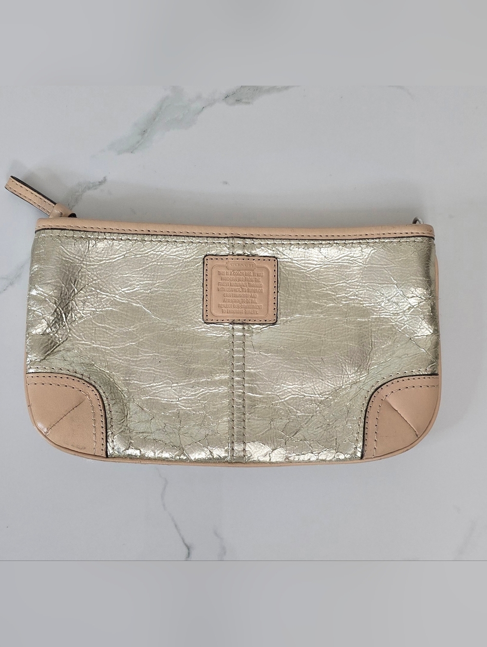Coach Metallic Leather Wristlet Clutch | Rehab Project Distressed